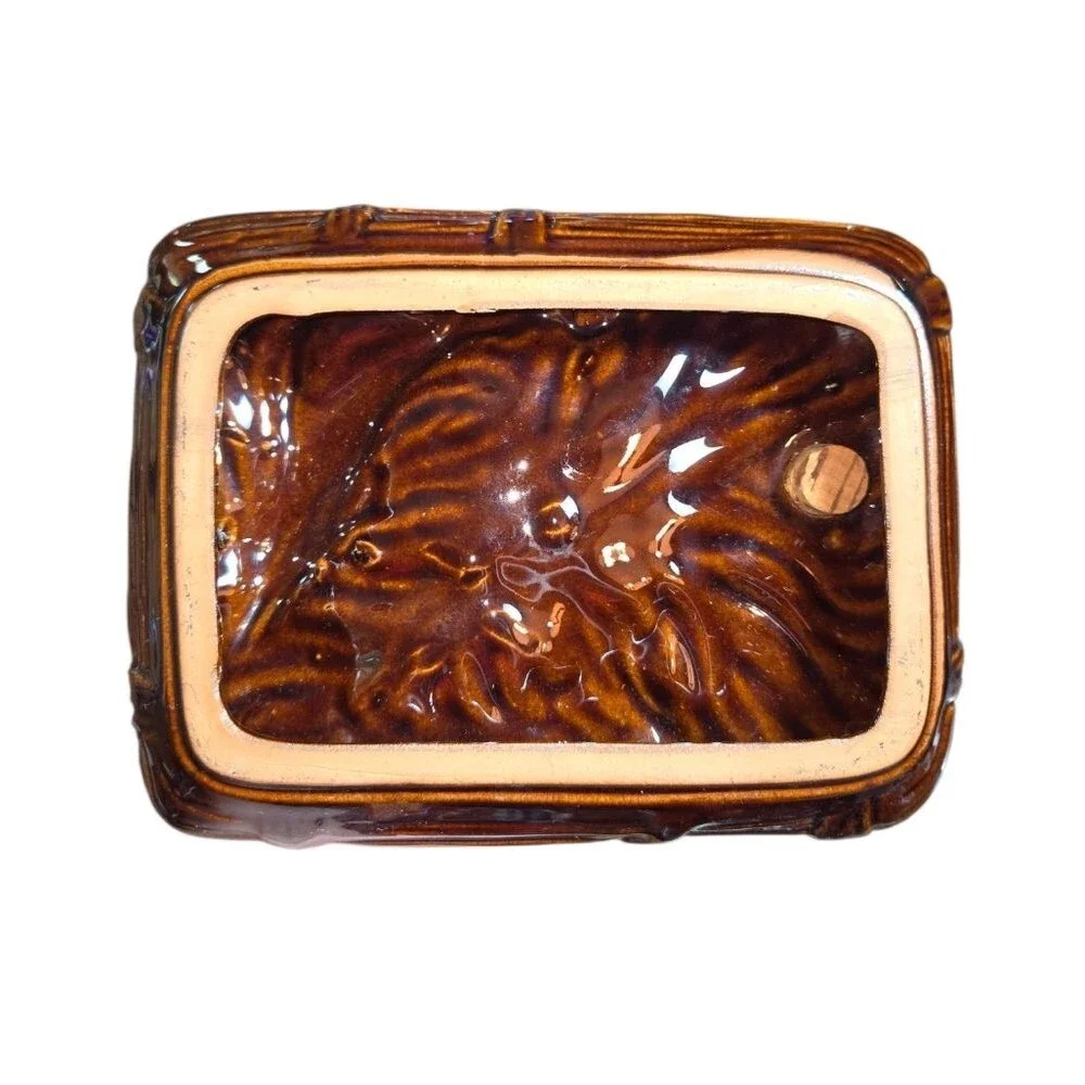 Vintage Brown Glazed Dolphin Topped Florida Souvenir Dripware Ashtray 7